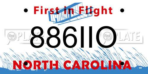 886IIO North Carolina License Plate