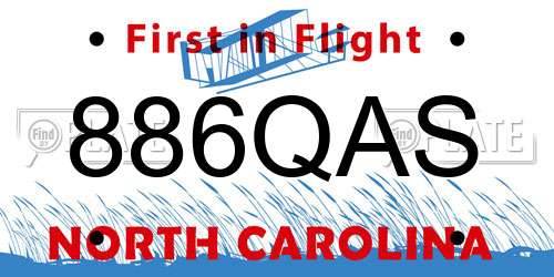 886QAS North Carolina License Plate