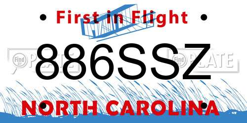886SSZ North Carolina License Plate