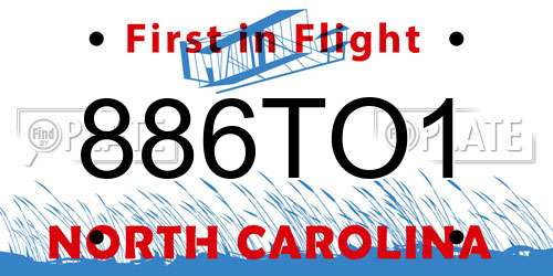 886TO1 North Carolina License Plate