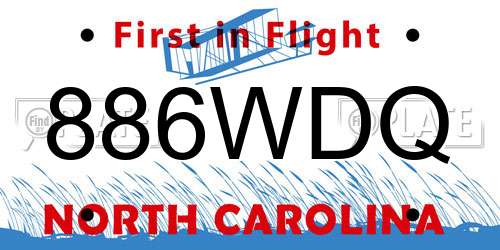 886WDQ North Carolina License Plate