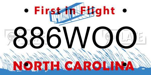 886WOO North Carolina License Plate