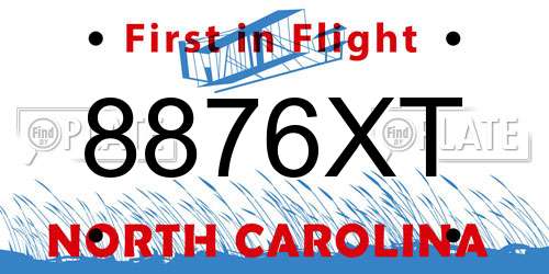 8876XT North Carolina License Plate