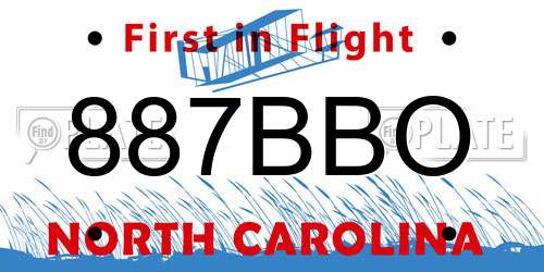 887BBO North Carolina License Plate