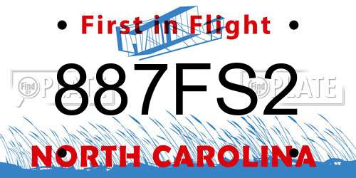 887FS2 North Carolina License Plate