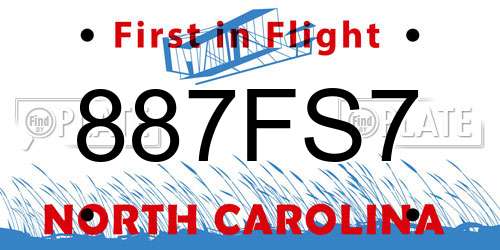 887FS7 North Carolina License Plate
