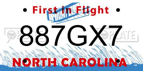 887GX7 North Carolina License Plate
