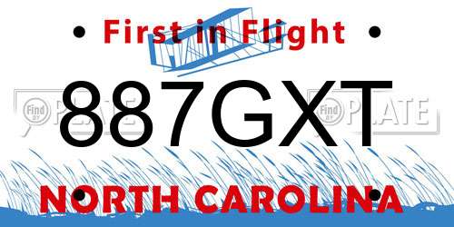 887GXT North Carolina License Plate
