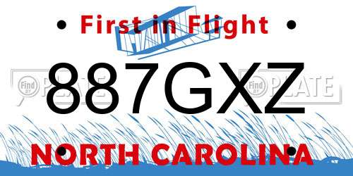 887GXZ North Carolina License Plate