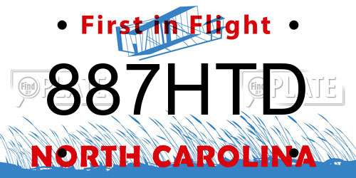 887HTD North Carolina License Plate