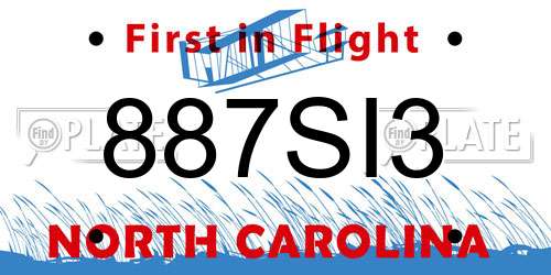 887SI3 North Carolina License Plate