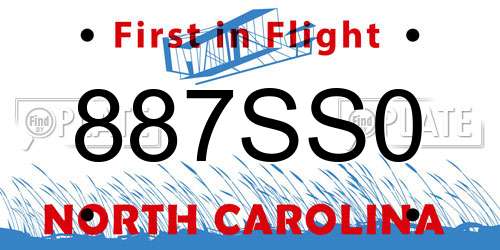 887SS0 North Carolina License Plate
