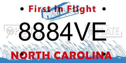 8884VE North Carolina License Plate