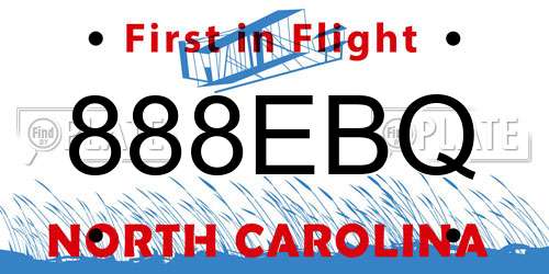 888EBQ North Carolina License Plate