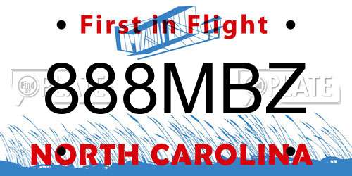 888MBZ North Carolina License Plate