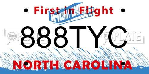 888TYC North Carolina License Plate