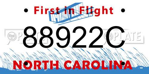 88922C North Carolina License Plate
