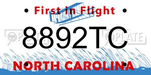 8892TC North Carolina License Plate