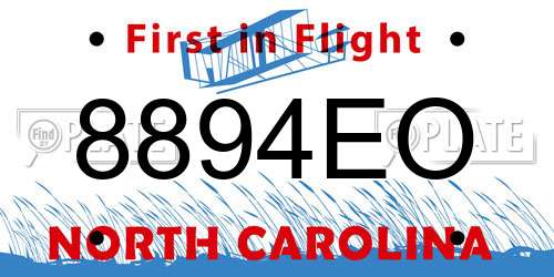 8894EO North Carolina License Plate