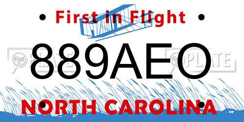 889AEO North Carolina License Plate