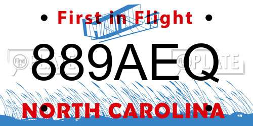 889AEQ North Carolina License Plate