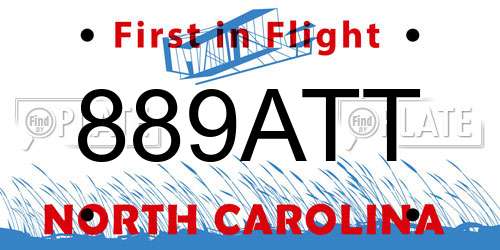 889ATT North Carolina License Plate