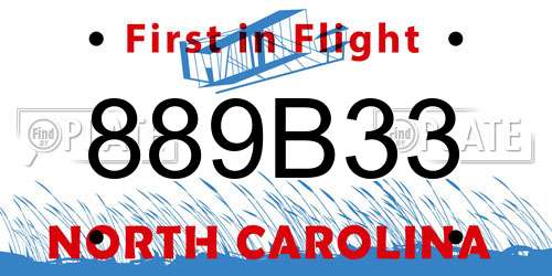 889B33 North Carolina License Plate