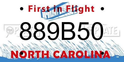 889B50 North Carolina License Plate