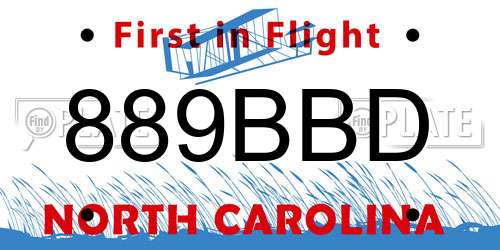 889BBD North Carolina License Plate