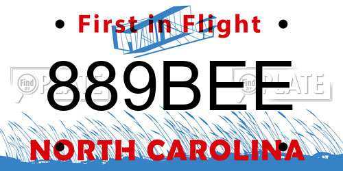 889BEE North Carolina License Plate