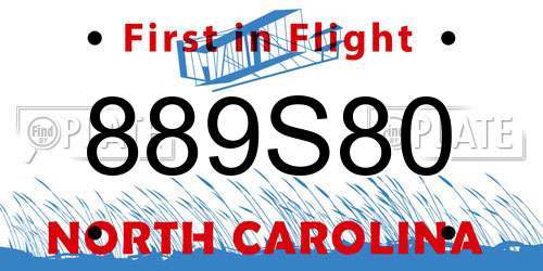889S80 North Carolina License Plate