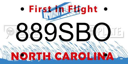 889SBO North Carolina License Plate
