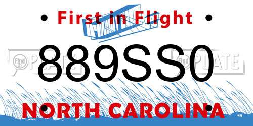 889SS0 North Carolina License Plate
