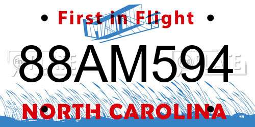 88AM594 North Carolina License Plate