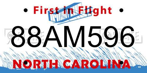 88AM596 North Carolina License Plate