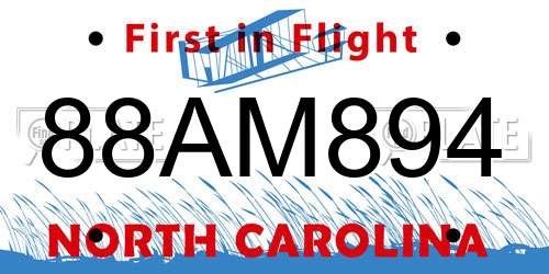 88AM894 North Carolina License Plate
