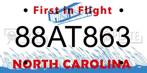 88AT863 North Carolina License Plate