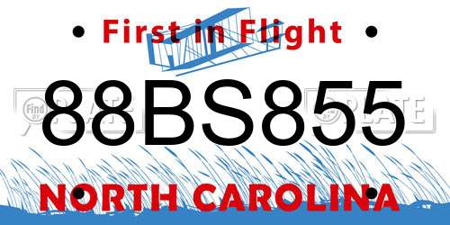 88BS855 North Carolina License Plate