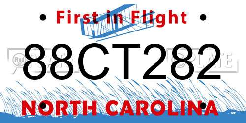 88CT282 North Carolina License Plate