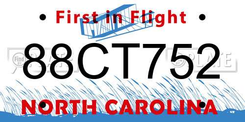 88CT752 North Carolina License Plate