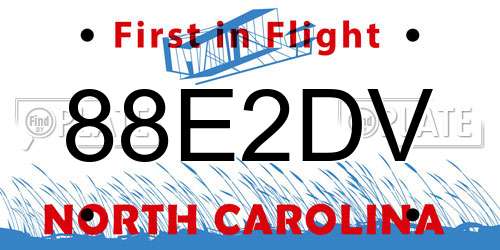 88E2DV North Carolina License Plate