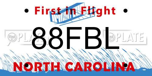 88FBL North Carolina License Plate