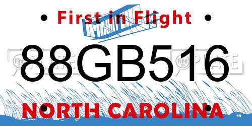 88GB516 North Carolina License Plate
