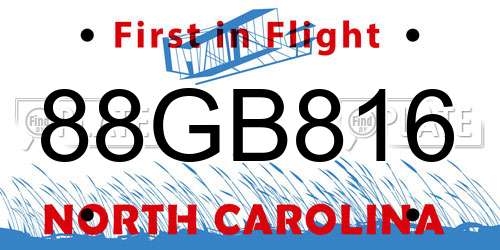 88GB816 North Carolina License Plate