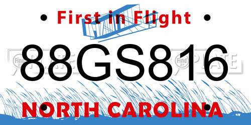88GS816 North Carolina License Plate