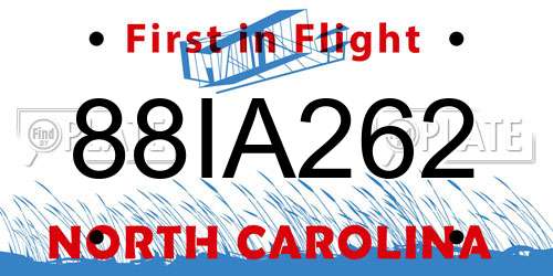 88IA262 North Carolina License Plate