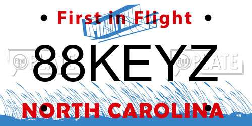 88KEYZ North Carolina License Plate