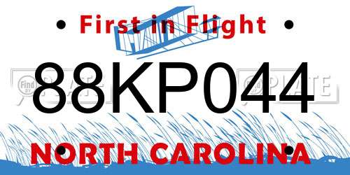 88KP044 North Carolina License Plate