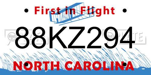88KZ294 North Carolina License Plate