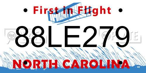 88LE279 North Carolina License Plate
